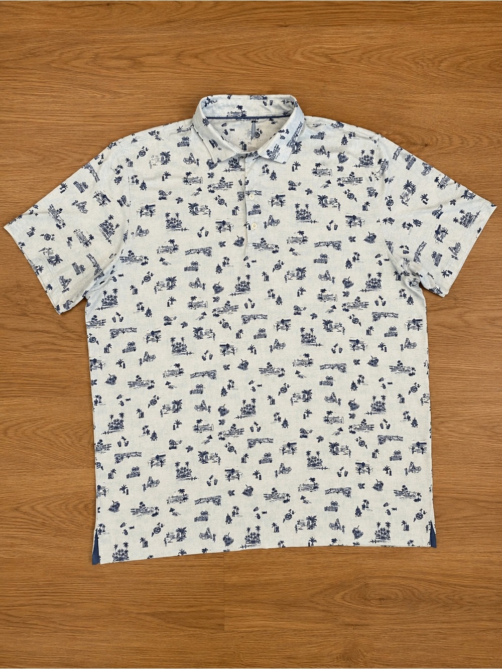 Johnnie-O Featherweight Tropical Print Performance Polo Shirt XL UPF 50